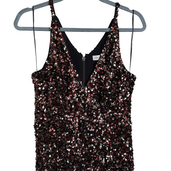 Dress the Population New Charlie Gunmetal Multi Sequined Jumpsuit Size L V-Neck - Picture 6 of 11